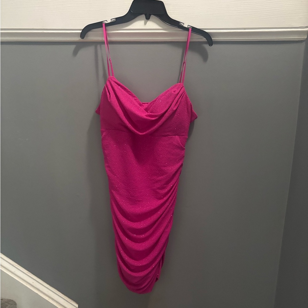 Honey and Rosie Fuchsia Draped Mini Dress